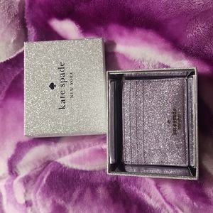 Kate Spade lilac frost glitter small card holder